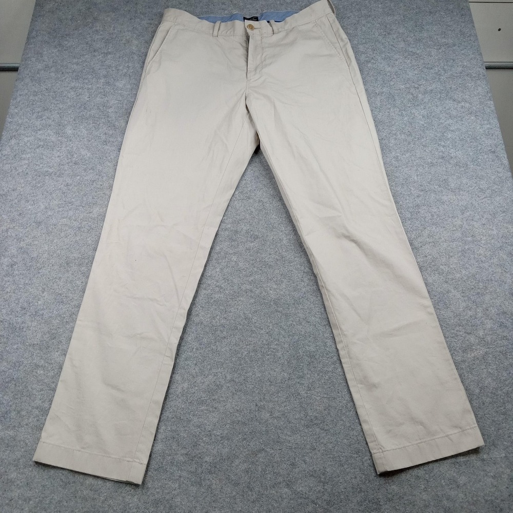 J Crew Pants Mens 33x32 Khaki Lightweight Chino 100 Cotton Flat Front